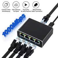 Splitter Ethernet Gigabit 1000Mbps 1 ke 4 Hub Aktif RJ45 Online Simultan dengan Port Daya USB-C Splitter Jaringan Aluminium