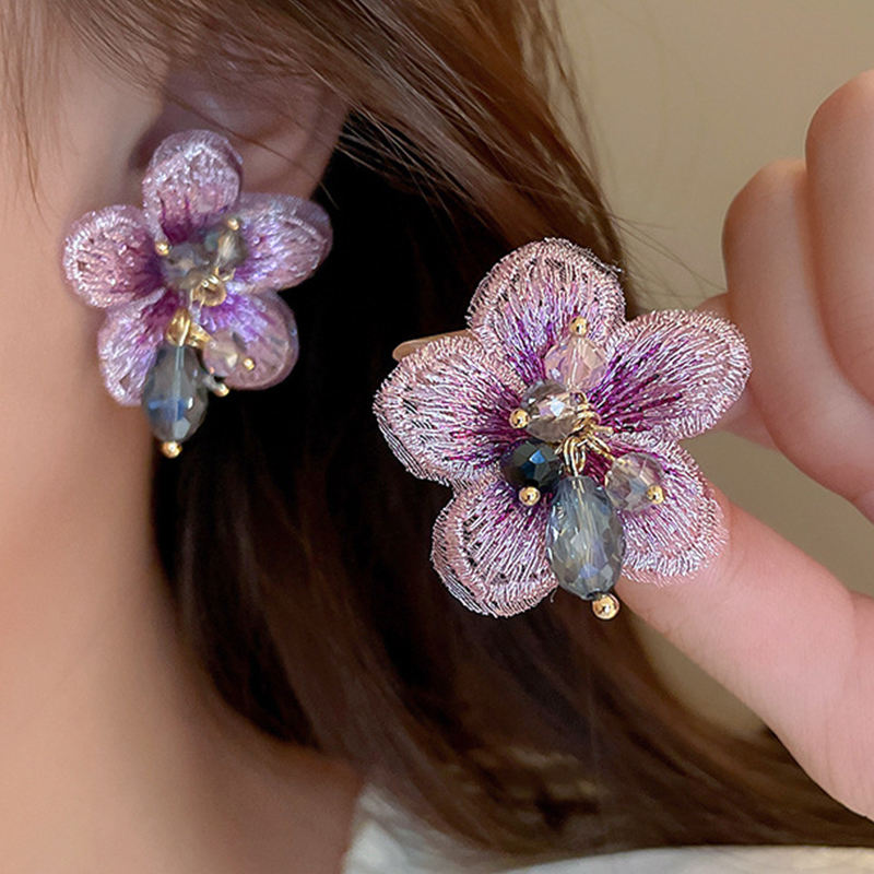 Flower Earrings Purple Light Luxury Fashion Personalized Design