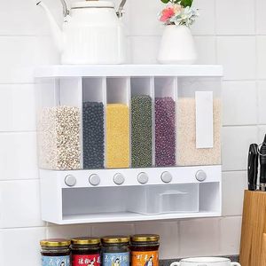 Kitchen Storage Organizer PP <b>Plastic</b> Rectangle Rotating Detachable Cereal Dry <b>Food</b> <b>Container</b> Wall Mounted Grain Storage Box Rice - Product Image 3