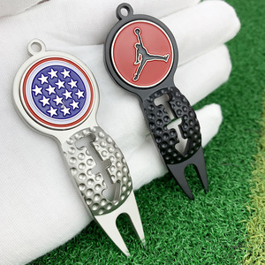 <b>Golf</b> Divot Tool Magnetic Ball Marker Set Zinc Alloy Green Fork Repair Tool Universal <b>Golf</b> Gear - Product Image 1