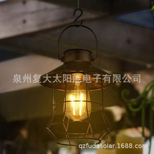 Solar Iron Lantern <b>Led</b> Wall Mount Outdoor Garden <b>Light</b> Water Resistant With Solar Panel And <b>Light</b> <b>Sensor</b> - Product Image 3