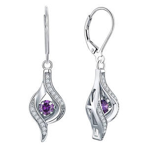 Orecchini Pendenti da Donna Placcati Argento con Zirconi Rotondi a Goccia, Montatura a Castone, Gioielli Romantici per Feste - Product Image 3