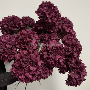 E-839 Fiori Artificiali di Alta Qualità all'Ingrosso, Fiori di Ortensia Artificiali a Stelo Singolo Bordeaux - Product Image 3