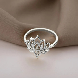 Anello a Forma di Fiore di Loto per Donne, Ispirato allo Stile Vintage e Fresco da Giardino, Accessorio per Dita - Product Image 5