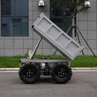Transporteur électrique télécommandé agricole pour vergers, véhicule tout-terrain chinois 4x4 en fonte et aluminium avec grille métallique, outils agricoles