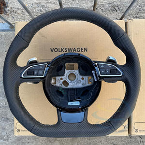 Volante de Cuero con Levas para <span class=keywords><strong>Audi</strong></span> B8 B9 C8 Q5L R8, Compatible con A3 S3 <span class=keywords><strong>RS3</strong></span> A4L A5 S5 RS5 A6L A7 S7 RS7 Q2L Q3 Q5 Q5L Q7 - Product Image 1