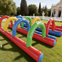 Accessoires amusants pour la journée sportive des enfants et des adultes, parcours d'obstacles gonflable super grand pour les jeux d'aventure de team building en plein air