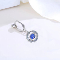 Clip de nombril sans perçage en acier inoxydable avec zircon et strass, motif lune, papillon, planète – Accessoire tendance