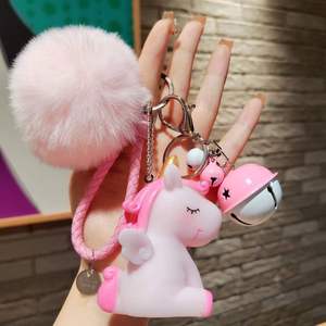 Pendentif de sac en forme de <span class=keywords><strong>pompon</strong></span> en fourrure de <span class=keywords><strong>licorne</strong></span> rose en plastique 3D, jouets en peluche, <span class=keywords><strong>pompon</strong></span> en fourrure de lapin artificielle moelleux, <span class=keywords><strong>porte</strong></span>-clés pour fille - Product Image 5