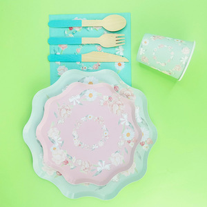 DAMAI Luxury Flower Theme <b>Tea</b> Party Supplies Paper Plate Napkins <b>Cups</b> Party Tableware <b>Set</b> for Wedding Birthday Girl - Product Image 6