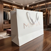 Sac fourre-tout en papier de qualité supérieure sur mesure, sac cadeau gousseté avec logo en relief pour boutique de vêtements et magasin de détail
