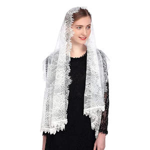 Noir et blanc femmes espagnol mantille Long voile catholique pour chapelle église châle tête couvrant écharpe masse châle et écharpes - Product Image 4