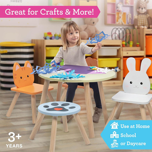 Ensemble table et chaises en bois multifonctionnel sur le thème des animaux <span class=keywords><strong>pour</strong></span> enfants, 4 places <span class=keywords><strong>pour</strong></span> les tout-petits de 2 à 6 ans - Product Image 2