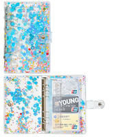 Cahier à spirale A5/A6 en PVC, classeur transparent, personnalisable, à feuilles mobiles, à paillettes, rechargeable en b, vente en gros