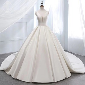 Wedding Dress Ball Gown Satin Sweetheart Neckline Natural Waist Plus Size Simple Style X027 - Product Image 1