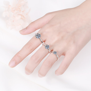 Anello Moissanite 1CT 2CT con montatura a quattro griffe in Argento Sterling 925, taglio rotondo brillante, certificato GRA, supera il test, vendita all'ingrosso direttamente dalla fabbrica - Product Image 2