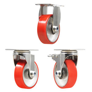 Roda média de aço inoxidável anticorrosão 304 antiferrugem do poliuretano do núcleo do ferro dos rodízios com travando o freio <span class=keywords><strong>5</strong></span> polegadas - Product Image 3