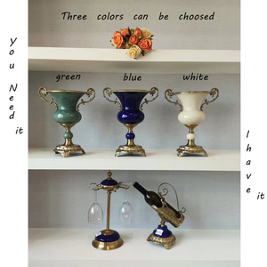 Vaso a Tromba di Lusso Europeo con Doppio Manico, in Metallo e Ceramica, Decorazione da Tavolo per <span class=keywords><strong>la</strong></span> Casa, Vaso per Fiori con Motivo Rotondo - Product Image 3