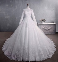 Robe de mariée musulmane à col montant Ruizi 2026, grande taille, pour femme, avec traîne