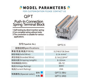 Terminal Blok QPT 2.5 PT 2,5 Feed Through 2.5mm² 800V 24A Din Rail Plug-in Terminal Blok Pegas Konektor Bersertifikasi CE - Product Image 3