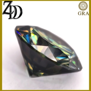 Colored Moissanite Round Blue Green Loose Stone With GRA Certificate For Ring Making - Product Image 2