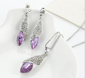HA4156 conjunto de joyería de cristal de lágrima de moda al por mayor conjunto de collar y pendientes conjunto - Product Image 6