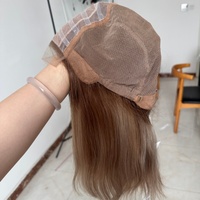 Nouvelle Arrivée Perruque Médicale Entièrement Nouée à la Main en Soie, Marron Balayage avec Base en Silicone, Sans Colle, Respirante pour l'Alopécie
