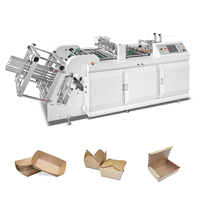Machine de fabrication de boîtes en papier entièrement automatique ZX-1200 à prix abordable pour emballages alimentaires, boîtes à hamburger, contenants écologiques pour repas à emporter