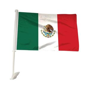 Banderas Mexicanas Promocionales para Autos, Impresión Digital en Poliéster, Personalizadas, Venta al por Mayor, Banderas para Ventanas de Autos de Todos los Países con Asta para Auto - Product Image 1