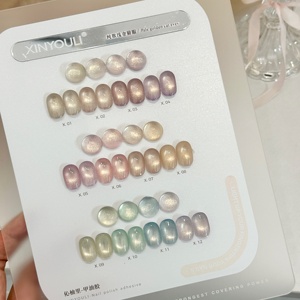 XINYOULI Set Smalto Gel UV 12 Colori Eco-Friendly Vegano Non Tossico Magnetico Fai-da-te Uso Professionale Lusso Francese Effetto <span class=keywords><strong>Occhio</strong></span> di <span class=keywords><strong>Gatto</strong></span> Dorato Pallido - Product Image 2
