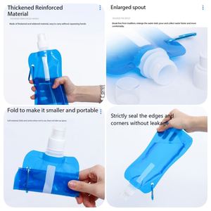 Bouilloire pliable portable en PE avec logo personnalisé et mousqueton, sac à eau pour sports de plein air, randonnée, camping, cyclisme, concerts - Product Image 3