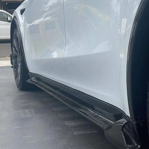 Vente en gros de jupes latérales avant en fibre de carbone sèche style AD Kit de carrosserie pour Tesla Model Y Diffuseur arrière Spoiler de toit Couvertures de rétroviseurs - Product Image 4