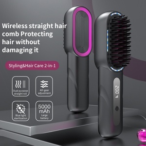 Lisseur de cheveux sans fil 5000mAh rechargeable, stérilisation par lumière bleue, ions négatifs, peigne lissant ionique sans fil - Product Image 6