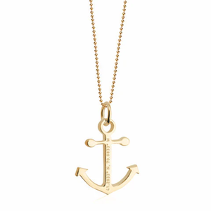 Jietao18K Gold PVD Stainless Steel Custom Coordinate <strong>Nantucket</strong> Anchor Necklace Ball Chain Tarnish Free Nautical Unisex Jewelry - Product Image 1