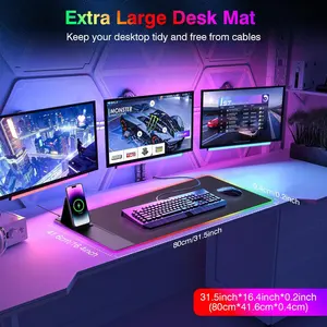 RGB Wireless Charge Mouse Pad Rubber Sole Desk Mat Mouse Pad Custom Wireless Charging Leather Mouse Pad Wrist Cartoon For Office