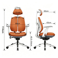 Chaise de bureau ergonomique avec dossier double, équipée d'un appui-tête et d'un soutien lombaire, idéale pour les salles d'étude et les bureaux