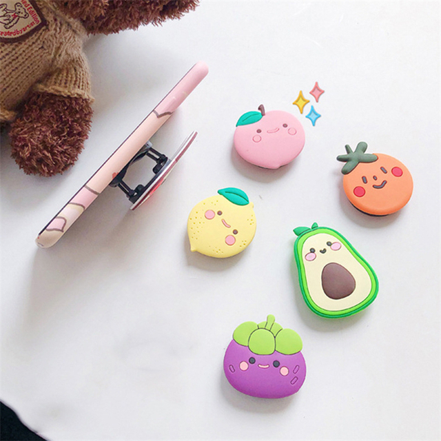 Funny Phone Grip Cellphone Cases Holder Finger Kickstand Back Stand Fruit Hand Grip