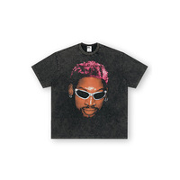 Camiseta Vintage Estilo Hip Hop con Diseño Gráfico de Dennis Rodman, Personalizada OEM, Talla Grande