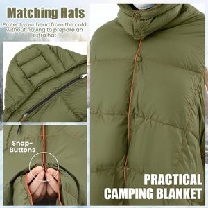 Coperta da Campeggio con Cappuccio Migliorata, Impermeabile, Imbottita 650 Fill, Poncho Coperta 196 x 127 cm, <span class=keywords><strong>Sacco</strong></span> <span class=keywords><strong>a</strong></span> <span class=keywords><strong>Pelo</strong></span> Indossabile e Ripiegabile - Product Image 5