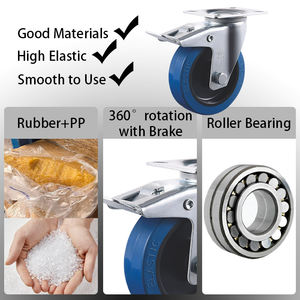 VIMA Profissional 4 5 6 8 polegada Trolley Roda Em Movimento De Borracha Giratória Heavy Duty Rodízio Industrial Castor Wheel com Freio - Product Image 2