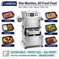 MAP Tray Sealer Voedselverpakkingsmachine met gasflush voor vlees, vis, kant-en-klare maaltijden, automatische motor aangedreven voor blikjes & zakken