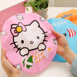 Bonnet de douche imperméable pour enfants, motif éléphant bleu, mignon, dessin animé, pour la protection des cheveux des enfants lors de leur bain - Product Image 2