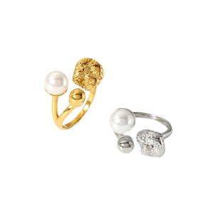 แหวนแฟชั่นดีไซน์ย้อนยุคสไตล์ยุโรปอเมริกันฝรั่งเศส ทอง 18K สแตนเลสประดับมุกและลาวา แหวนเปิดดีไซน์หรูหรา ของขวัญสำหรับทุกเพศ - Product Image 5