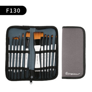 Juego de 12 Pinceles de Artista <span class=keywords><strong>Giorgione</strong></span>, Pelo de Nailon, Virola de Aluminio Negro, Mango de Madera Blanca, Bolsa de Lona y Pintura Acrílica Gratis - Product Image 3
