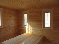 Villa préfabriquée en pin, deux chambres, cuisine complète, salle de bain, terrasse, cabane de vacances en bois pour complexe hôtelier, camping, maison d'hôtes