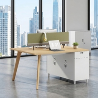 Poste de travail de bureau moderne en bois avec cloison, table et ensemble de mobilier pour employé avec rangement