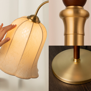 Lámpara de Pie Aisilan de Madera de Fresno Maciza + Metal + Vidrio, Diseño Vintage con Forma de Flor de Loto, Lámpara de Pie Inteligente con Atenuación - Product Image 5