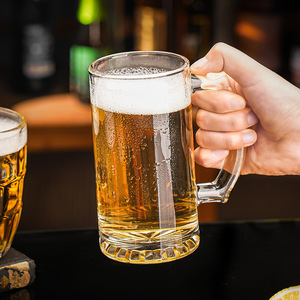 Vente en gros logo personnalisé chope à bière verres chope à bière en verre bon marché avec poignée en verre transparent - Product Image 5