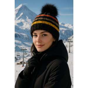 หมวกไหมพรมนำเข้าพร้อมพู่สีดำและซับในขนสัตว์ BERE1133 - Product Image 3