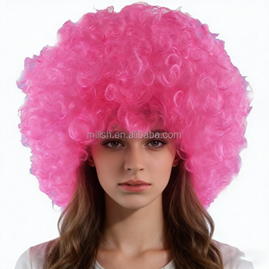 HEN-0070 del partito di gallina di fornitore di <span class=keywords><strong>accessori</strong></span> grande rosa parrucca afro - Product Image 4